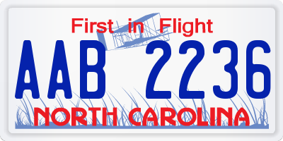 NC license plate AAB2236
