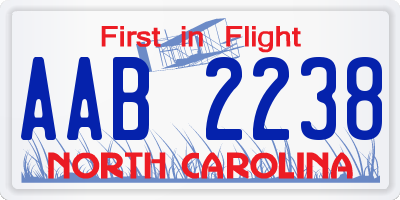 NC license plate AAB2238