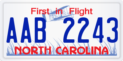 NC license plate AAB2243