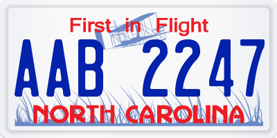 NC license plate AAB2247