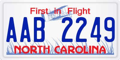 NC license plate AAB2249