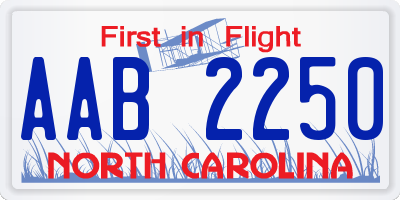 NC license plate AAB2250