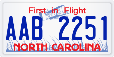 NC license plate AAB2251