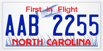 NC license plate AAB2255