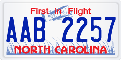 NC license plate AAB2257