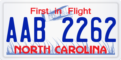 NC license plate AAB2262