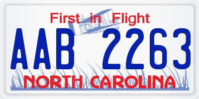 NC license plate AAB2263