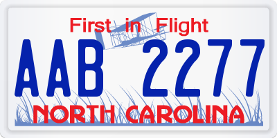 NC license plate AAB2277