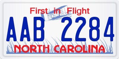 NC license plate AAB2284