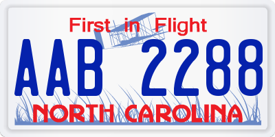 NC license plate AAB2288