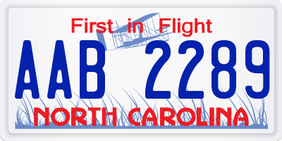 NC license plate AAB2289