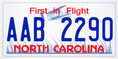 NC license plate AAB2290