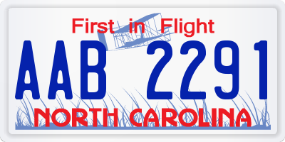 NC license plate AAB2291