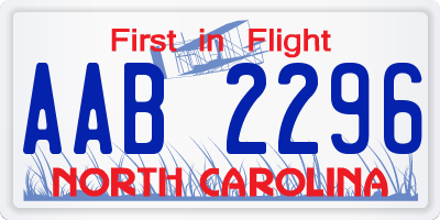 NC license plate AAB2296