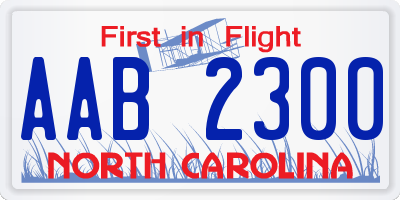 NC license plate AAB2300