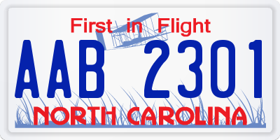 NC license plate AAB2301