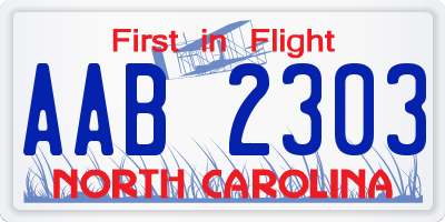 NC license plate AAB2303