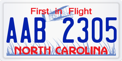 NC license plate AAB2305