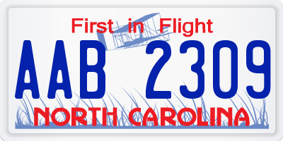 NC license plate AAB2309