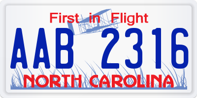 NC license plate AAB2316