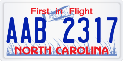 NC license plate AAB2317