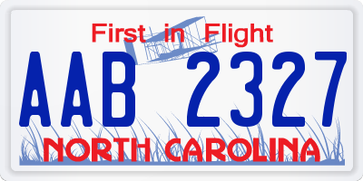 NC license plate AAB2327
