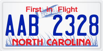 NC license plate AAB2328