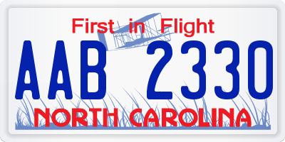 NC license plate AAB2330