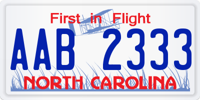 NC license plate AAB2333