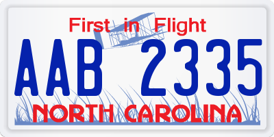 NC license plate AAB2335