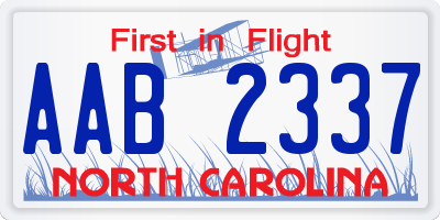 NC license plate AAB2337