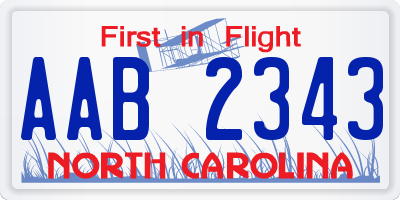 NC license plate AAB2343