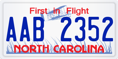 NC license plate AAB2352