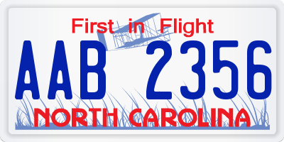 NC license plate AAB2356