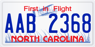 NC license plate AAB2368