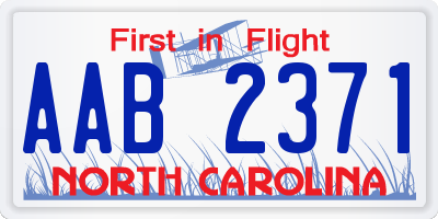 NC license plate AAB2371