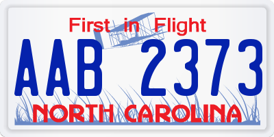 NC license plate AAB2373