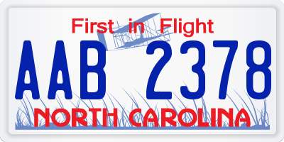 NC license plate AAB2378