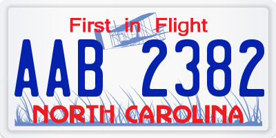NC license plate AAB2382