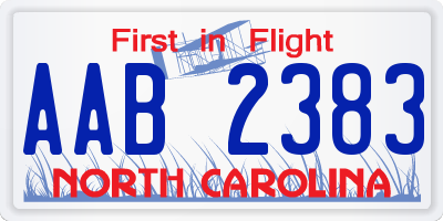 NC license plate AAB2383