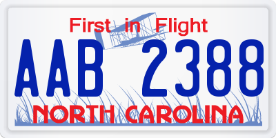 NC license plate AAB2388