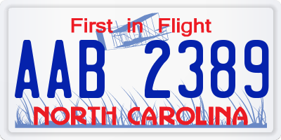 NC license plate AAB2389