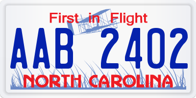 NC license plate AAB2402