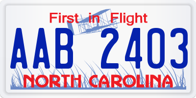 NC license plate AAB2403