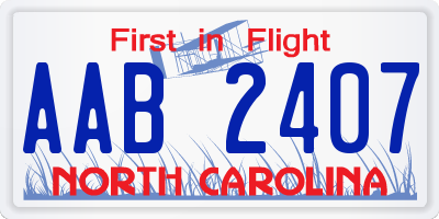 NC license plate AAB2407