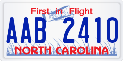 NC license plate AAB2410