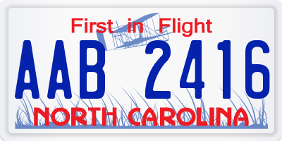 NC license plate AAB2416