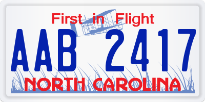 NC license plate AAB2417