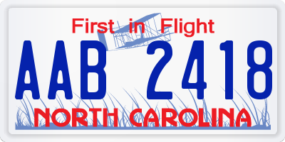 NC license plate AAB2418