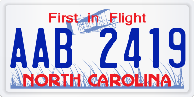 NC license plate AAB2419